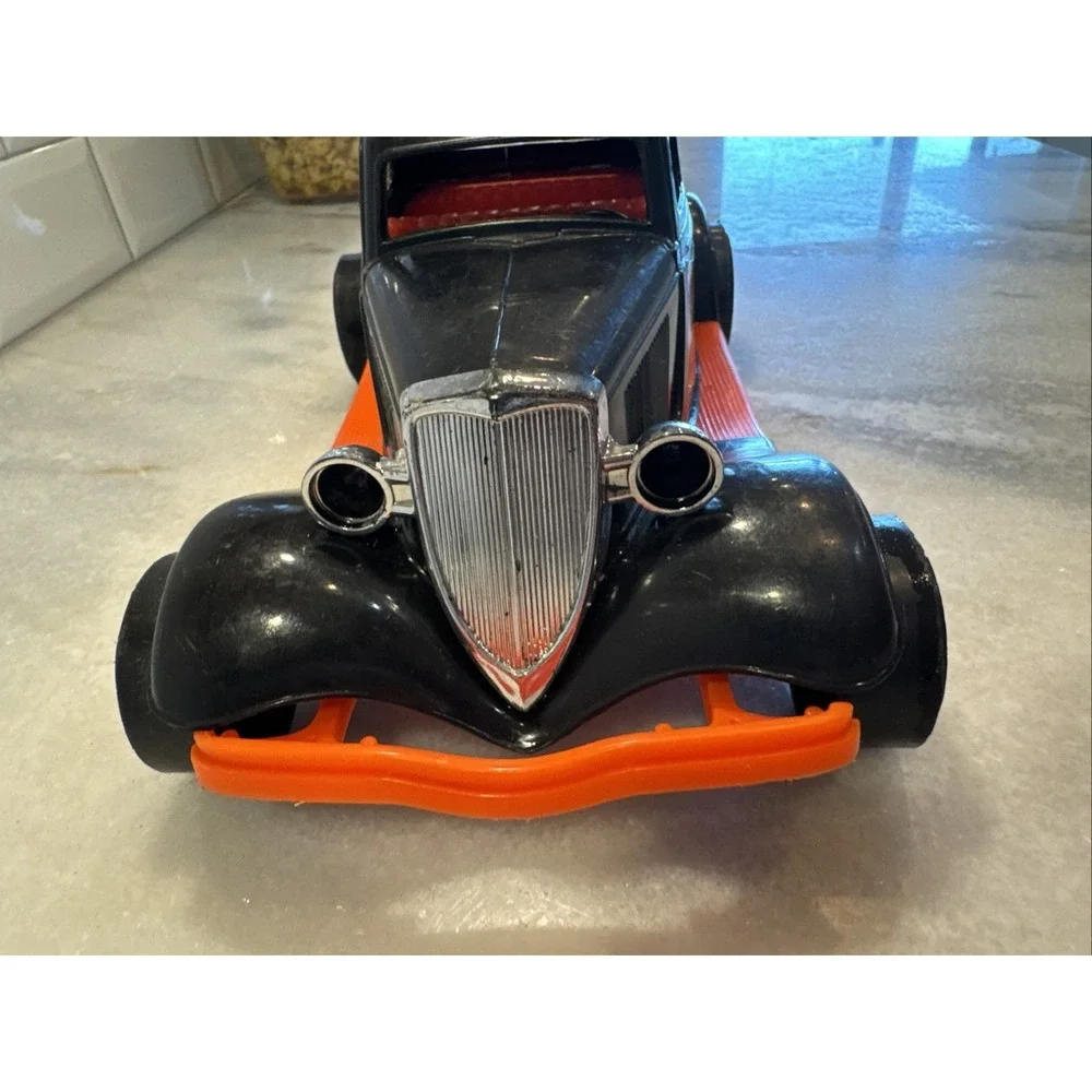 Vintage Durant Plastics Black 1934 Ford Victoria Toy Car With Orange Flames‎